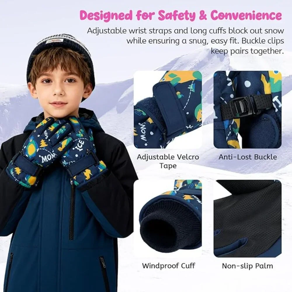 Sz S Winter Gloves for Kids Waterproof Boys Girls Cute Snow Ski X003CJ7UJV